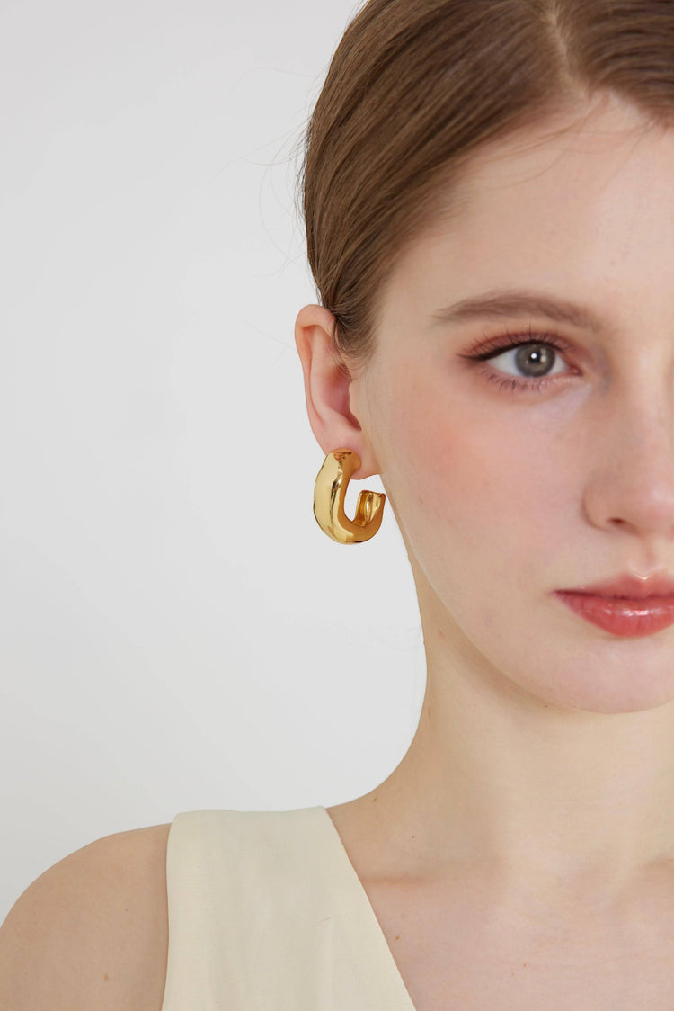 Ave Thick Hoop Earrings / Gold