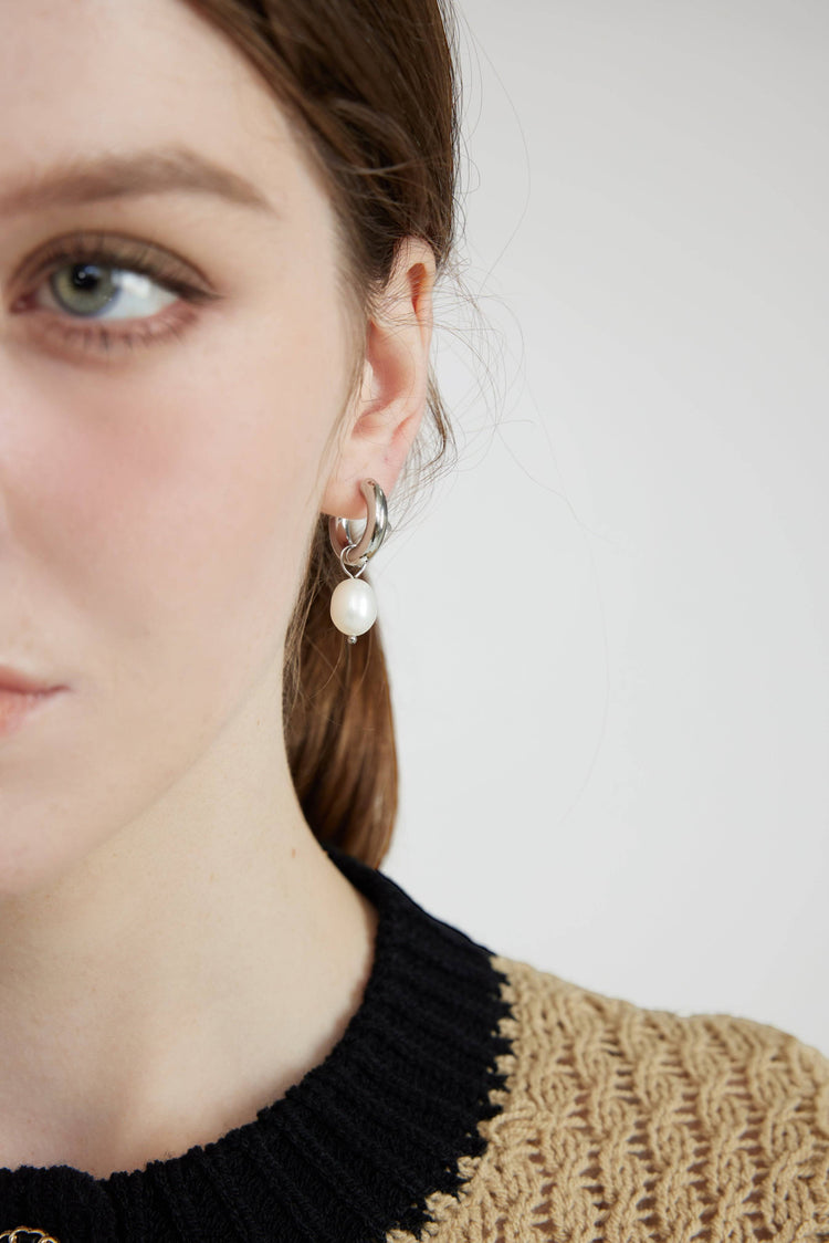 Pearl Drop hoop earrings