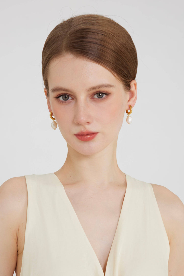 Pearl Drop Hoop earrings