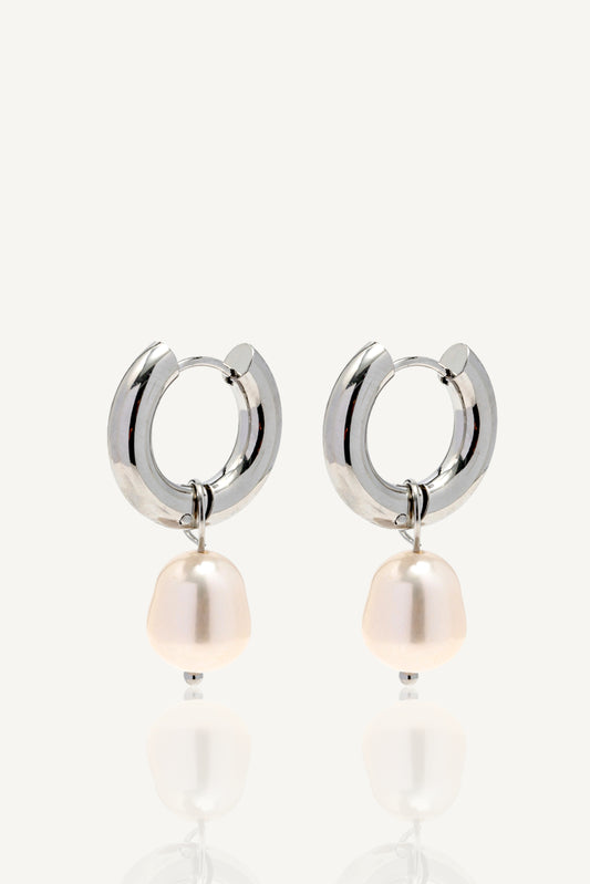 Pearl Drop hoop earrings