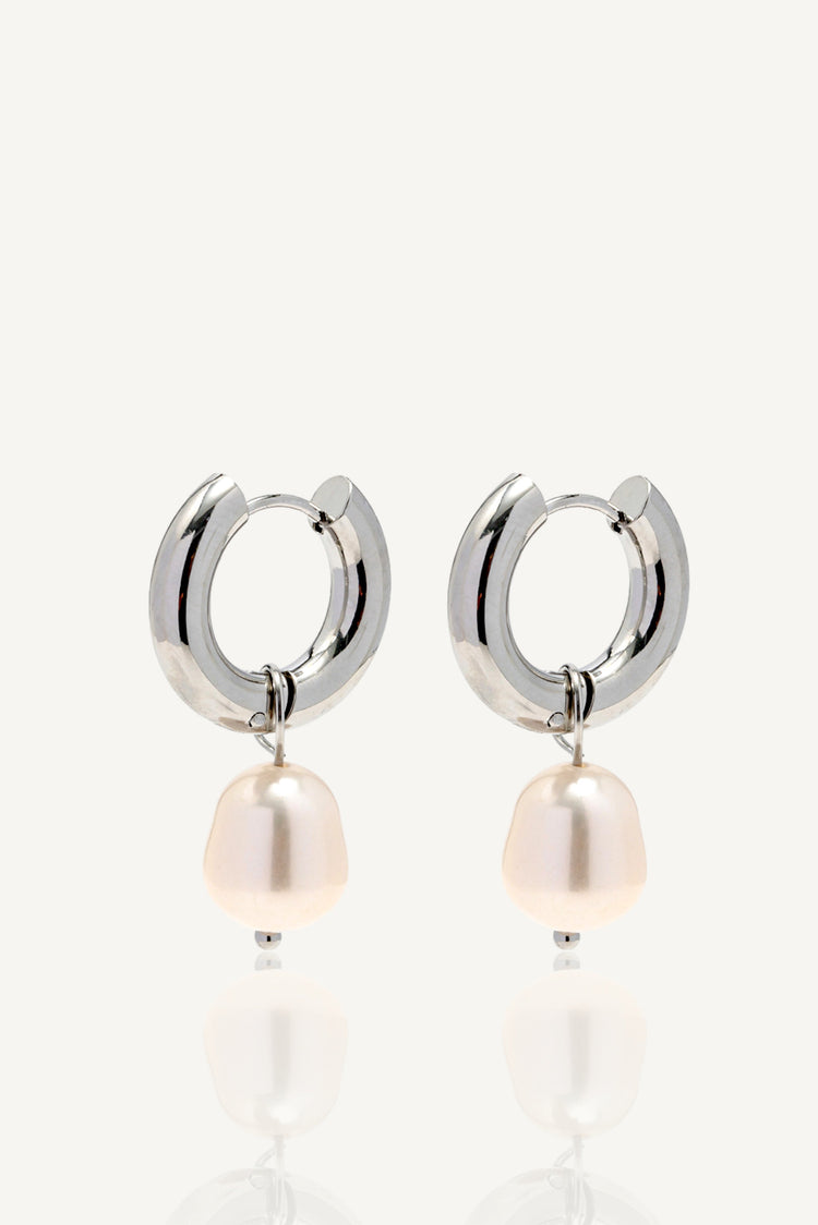 Pearl Drop hoop earrings