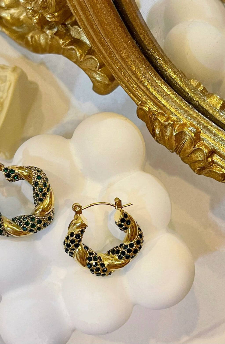 Lucia Green Zircon Twisted Earring