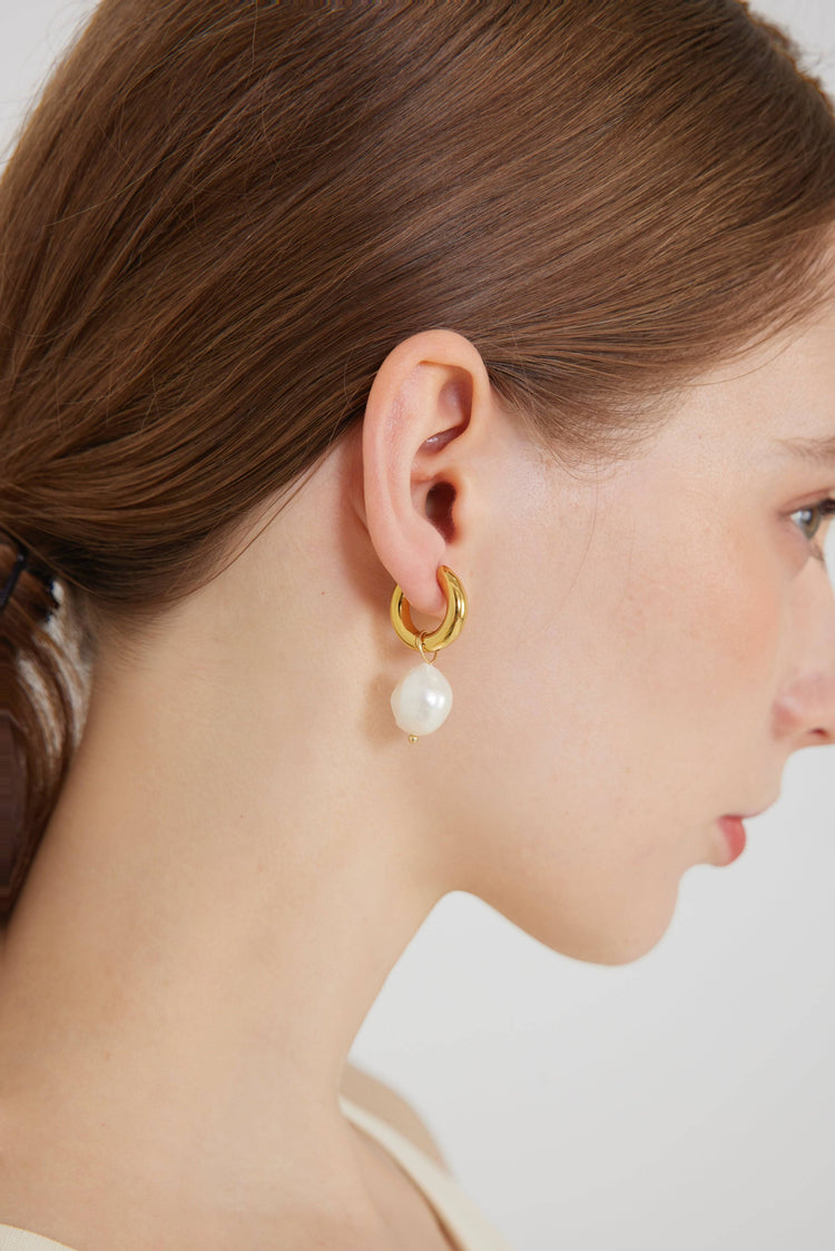 Pearl Drop Hoop earrings