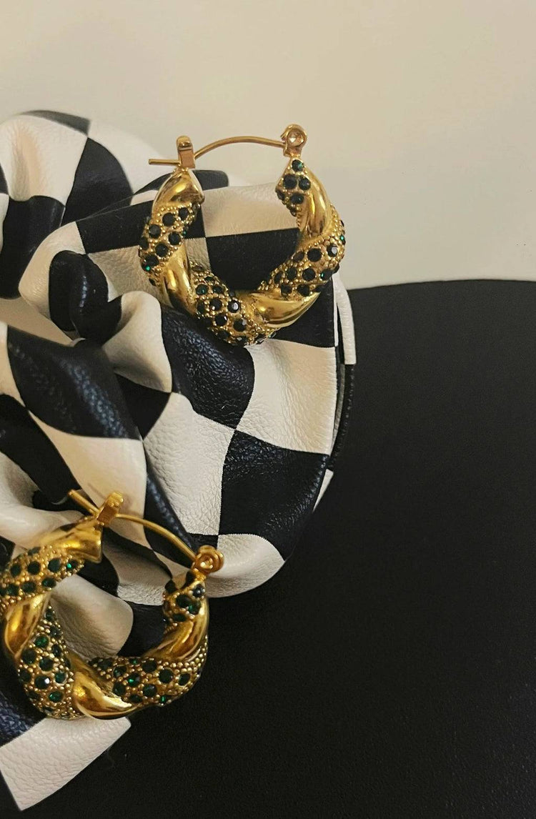 Lucia Green Zircon Twisted Earring
