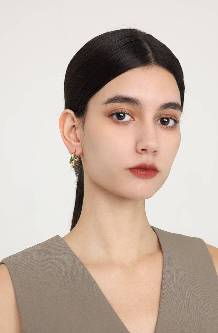 Lucia Green Zircon Twisted Earring