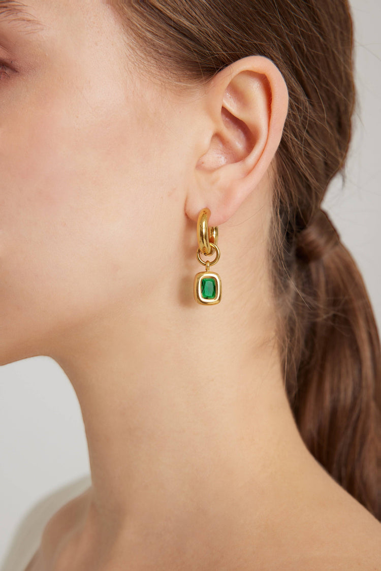 Emerald Hoop Earrings
