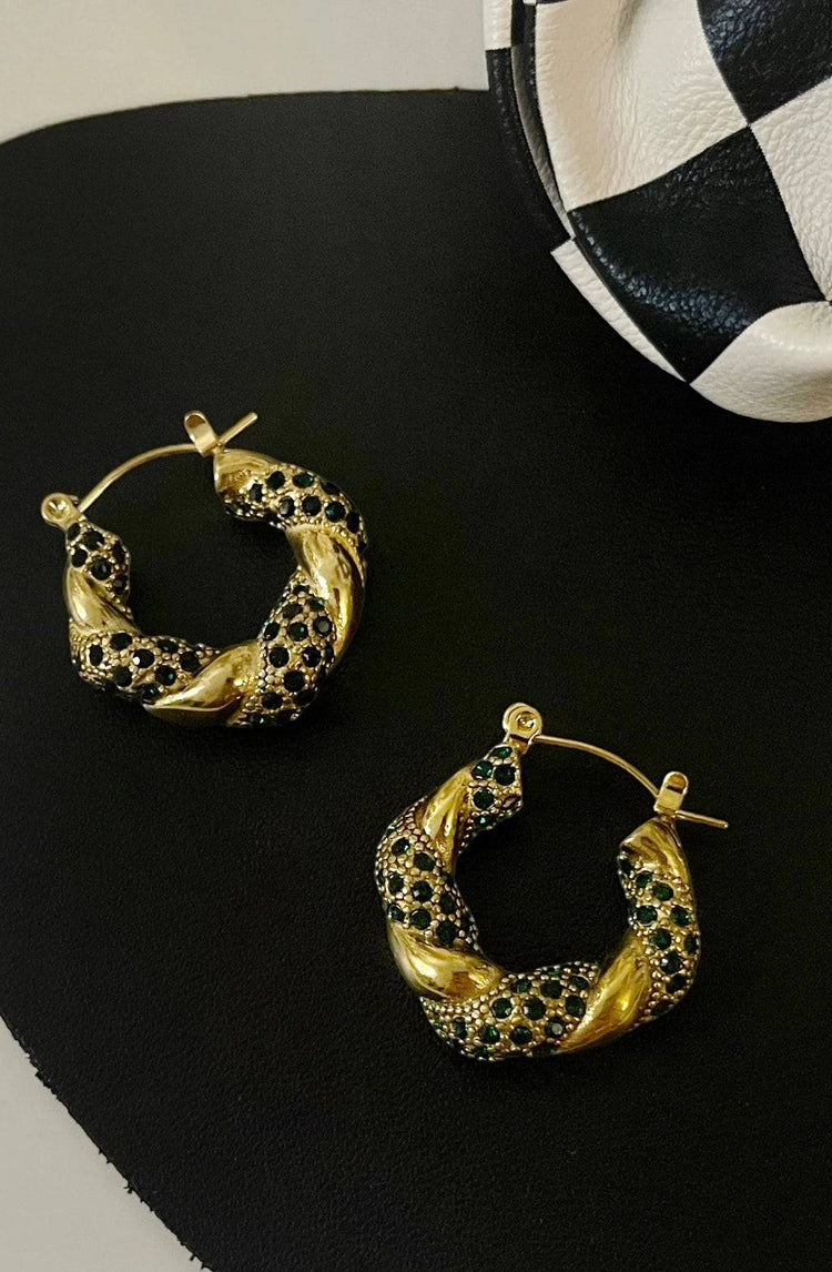 Lucia Green Zircon Twisted Earring