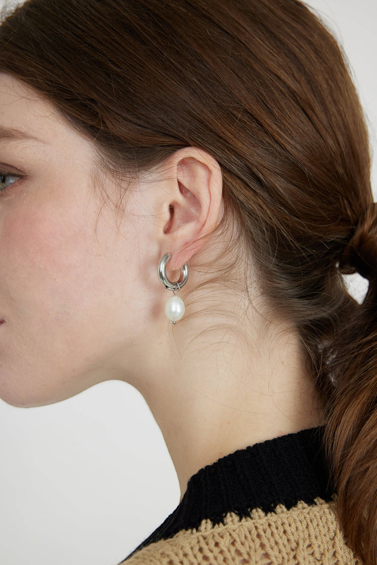 Pearl Drop hoop earrings