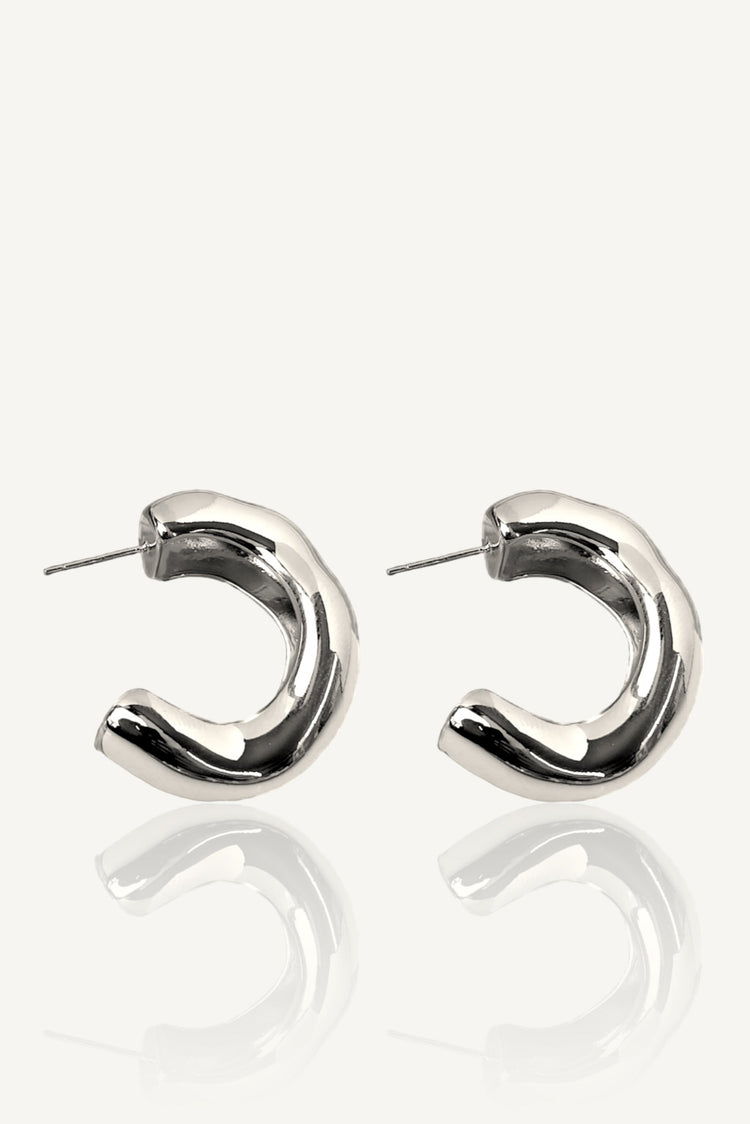 Ave Thick Hoop Earrings / Silver