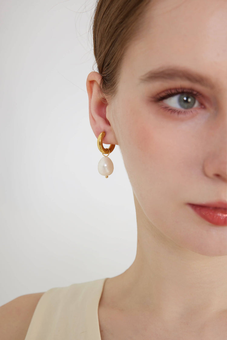 Pearl Drop Hoop earrings
