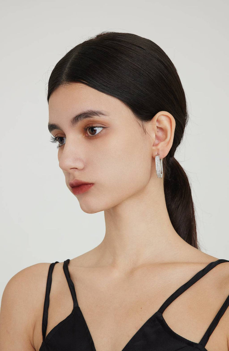 Gemma Ellipse Hoops / Silver