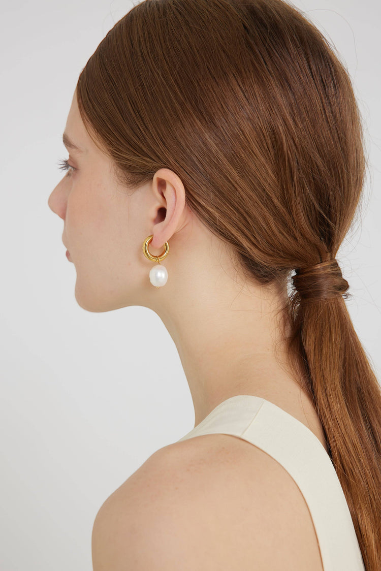 Pearl Drop Hoop earrings