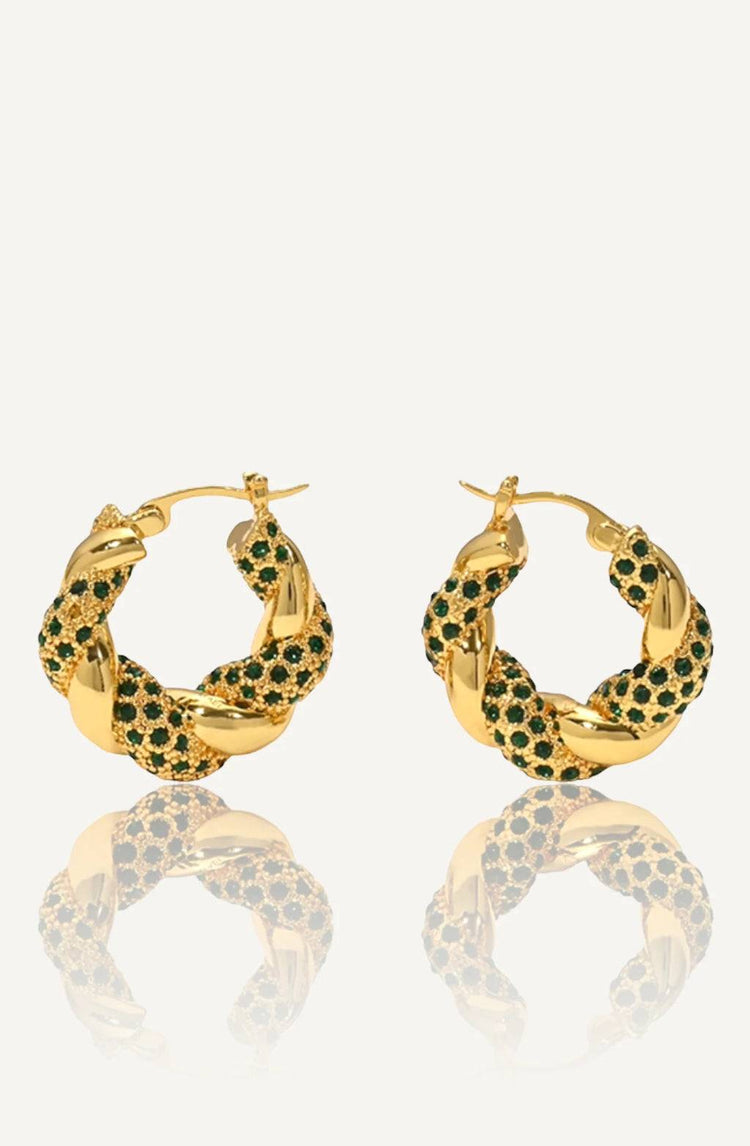 Lucia Green Zircon Twisted Earring