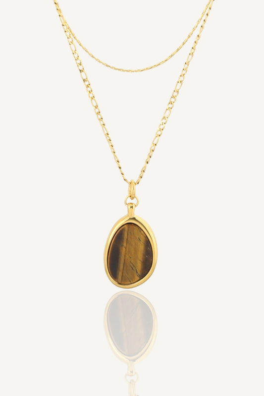 tiger eye stone double chain necklace