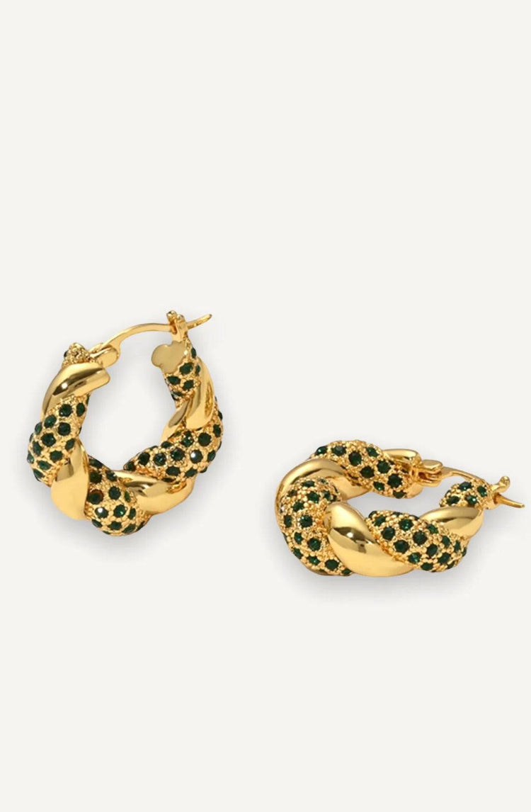 Lucia Green Zircon Twisted Earring
