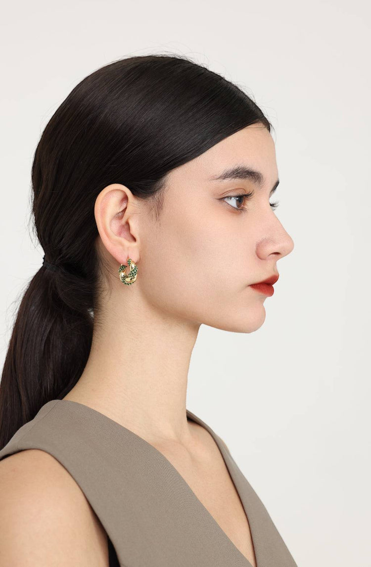 Lucia Green Zircon Twisted Earring