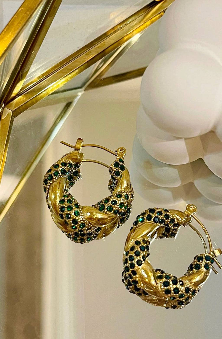Lucia Green Zircon Twisted Earring