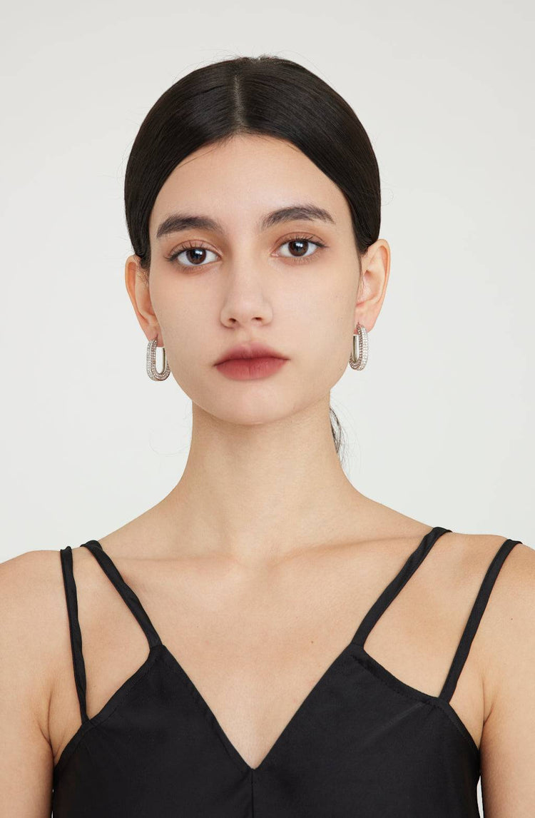 Gemma Ellipse Hoops / Silver