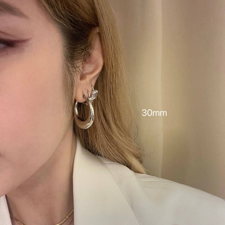 Large Nara hoop Earrings / silver