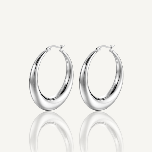 Large Nara hoop Earrings / silver
