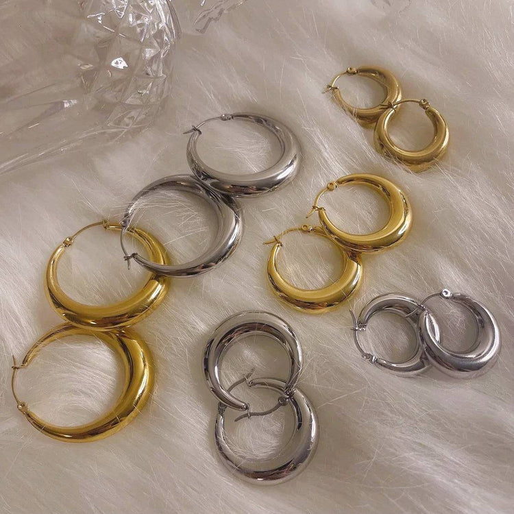 Large Nara hoop Earrings / silver